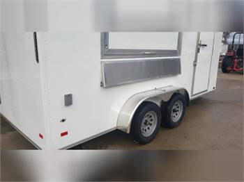Trailer7X16 White Concession Trailer W Hood Sinks And Power