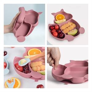 Pink Silicone Plate And Utensils