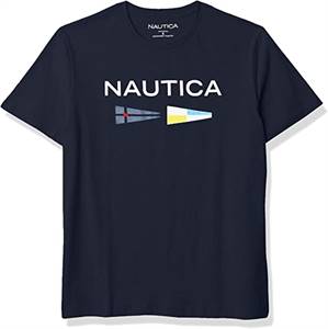 Nautica Men's Sustainably Crafted Logo half-sleeve black T-Shirt